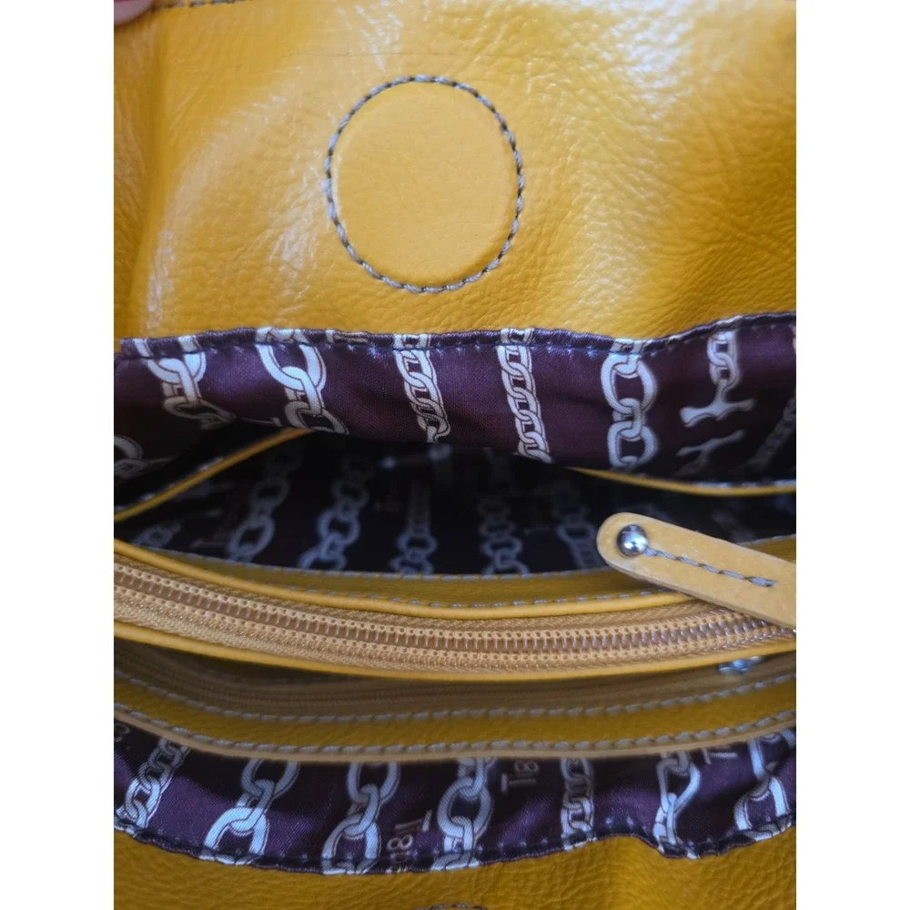 NWOT Tignanello Perfect 10 Mustard Yellow Pebbled Leather Retro Shoulder Bag